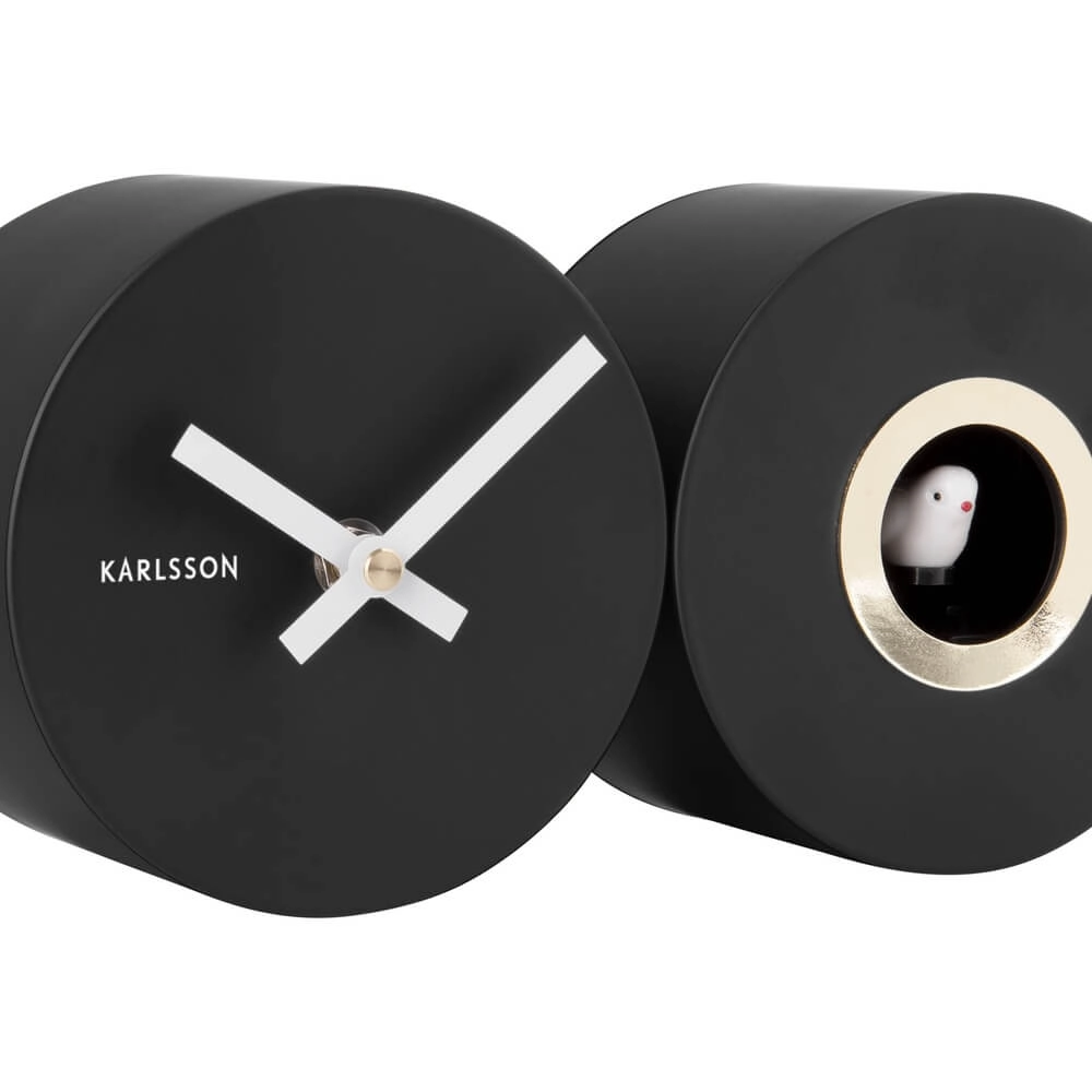 Wandklok Duo Cuckoo zwart Karlsson 8714302697982