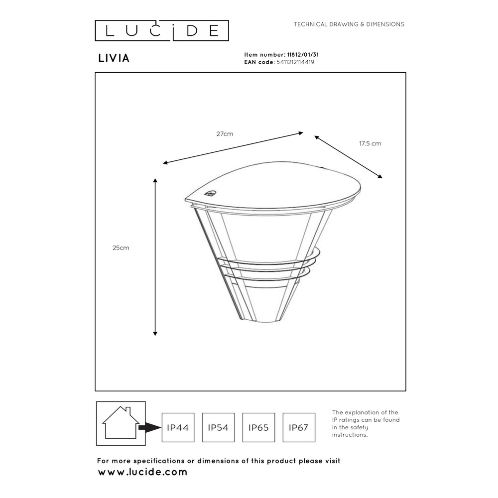 Design wandlamp Livia wit Lucide 5411212114419