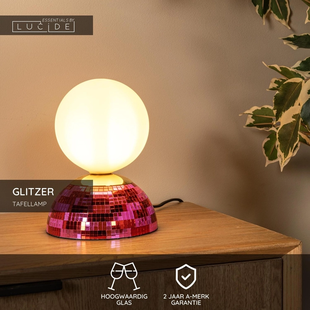 Tafellampje Glitzer roze Lucide 5411212106537