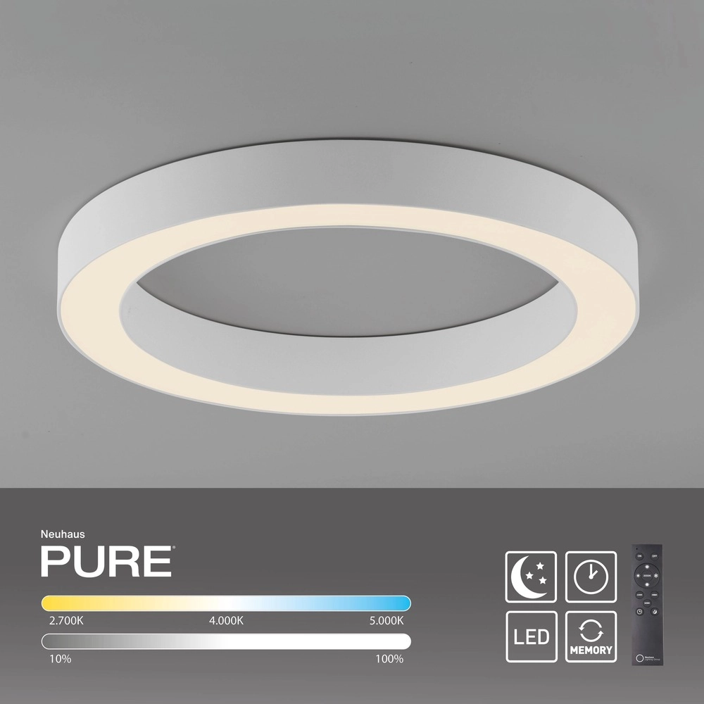 Strakke led plafondlamp Pure Lines Round Ø 35cm - wit Paul Neuhaus 4012248395226
