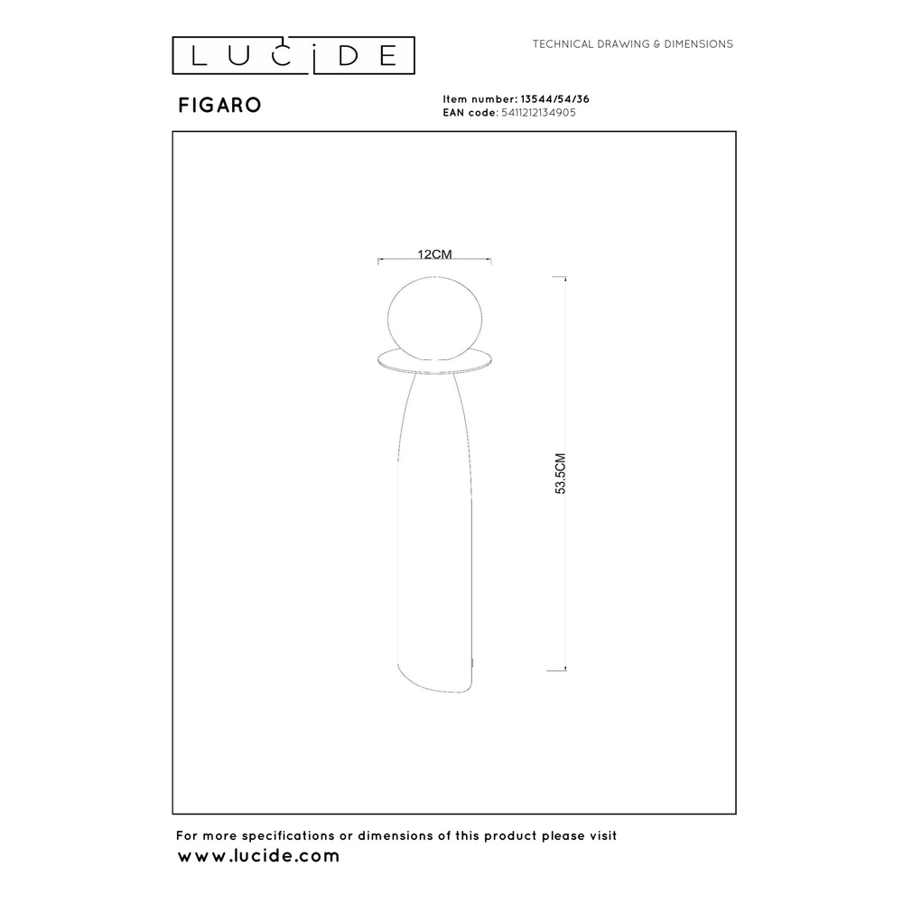 Unieke tafellamp Figaro 53,5cm Lucide 5411212134905