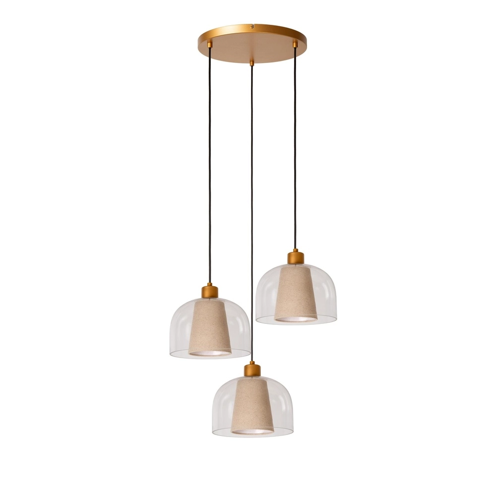 Design hanglamp Gunhild 3-lichts goud rond