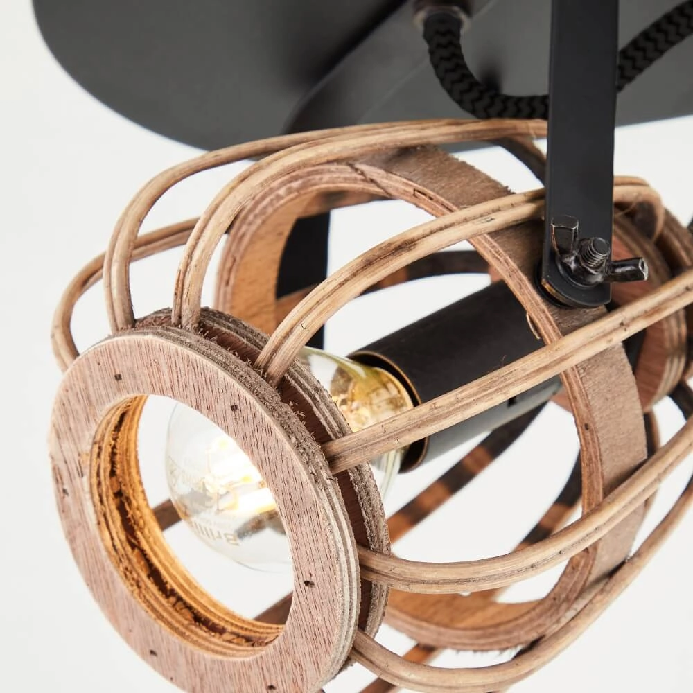 Rotan plafondlamp Nikka 4-lichts zwart Brilliant 4004353402227