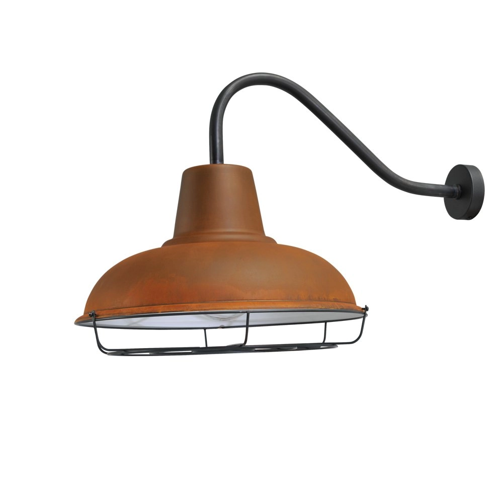 Roestbruine industrie wandlamp Industria Grid 73cm roestbruin met zwart