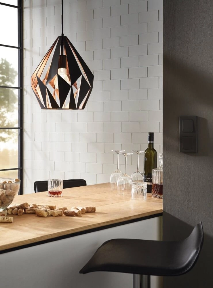 Hanglamp Carlton 1 31cm zwart met koper Eglo 9002759492540