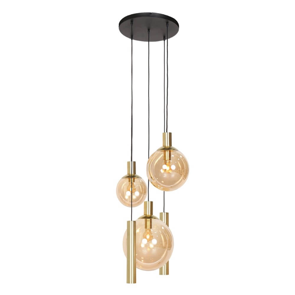 Vide hanglamp Bollique goud met amberglas Vide hanglamp Bollique goud met amberglas