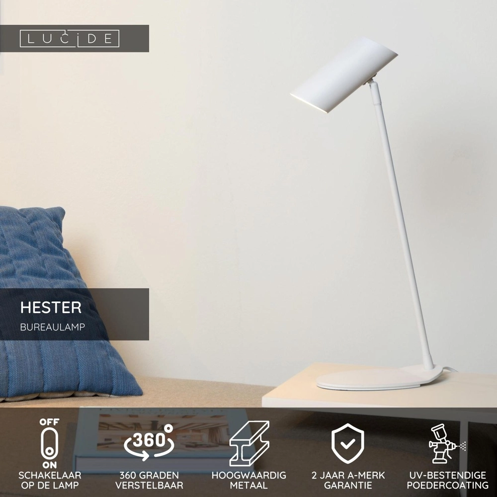 Bureaulamp Hester wit Lucide 5411212193841