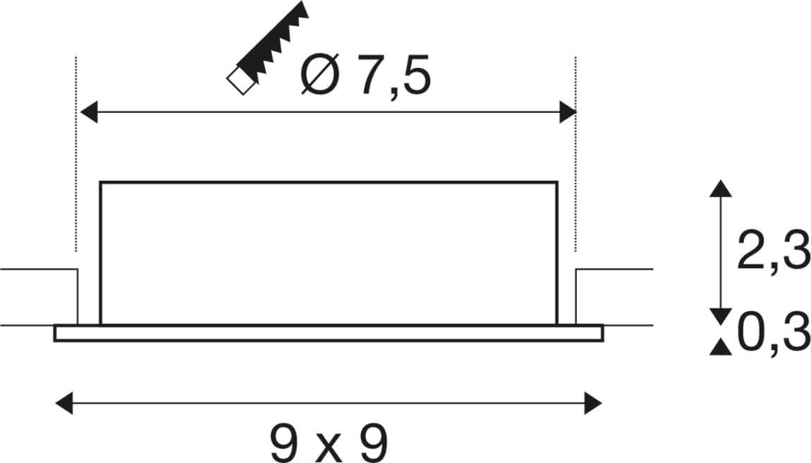 Inbouwspot New Tria 75 vierkant - zwart - GU10 SLV 4024163276115