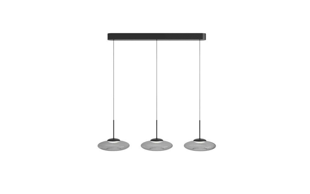 3-lichts hanglamp Bounto zwart helder glas