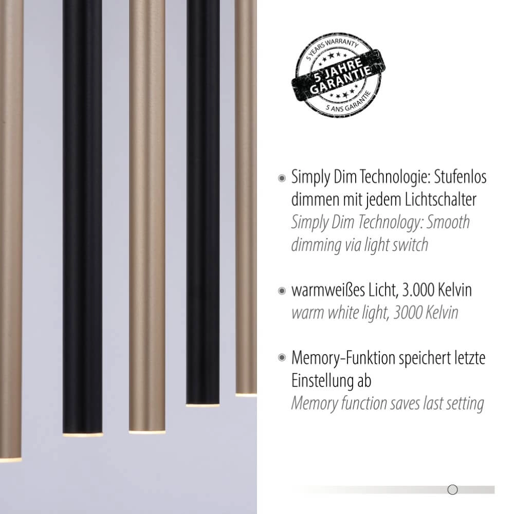 Unieke hanglamp Flute 7-lichts Paul Neuhaus 4012248374771