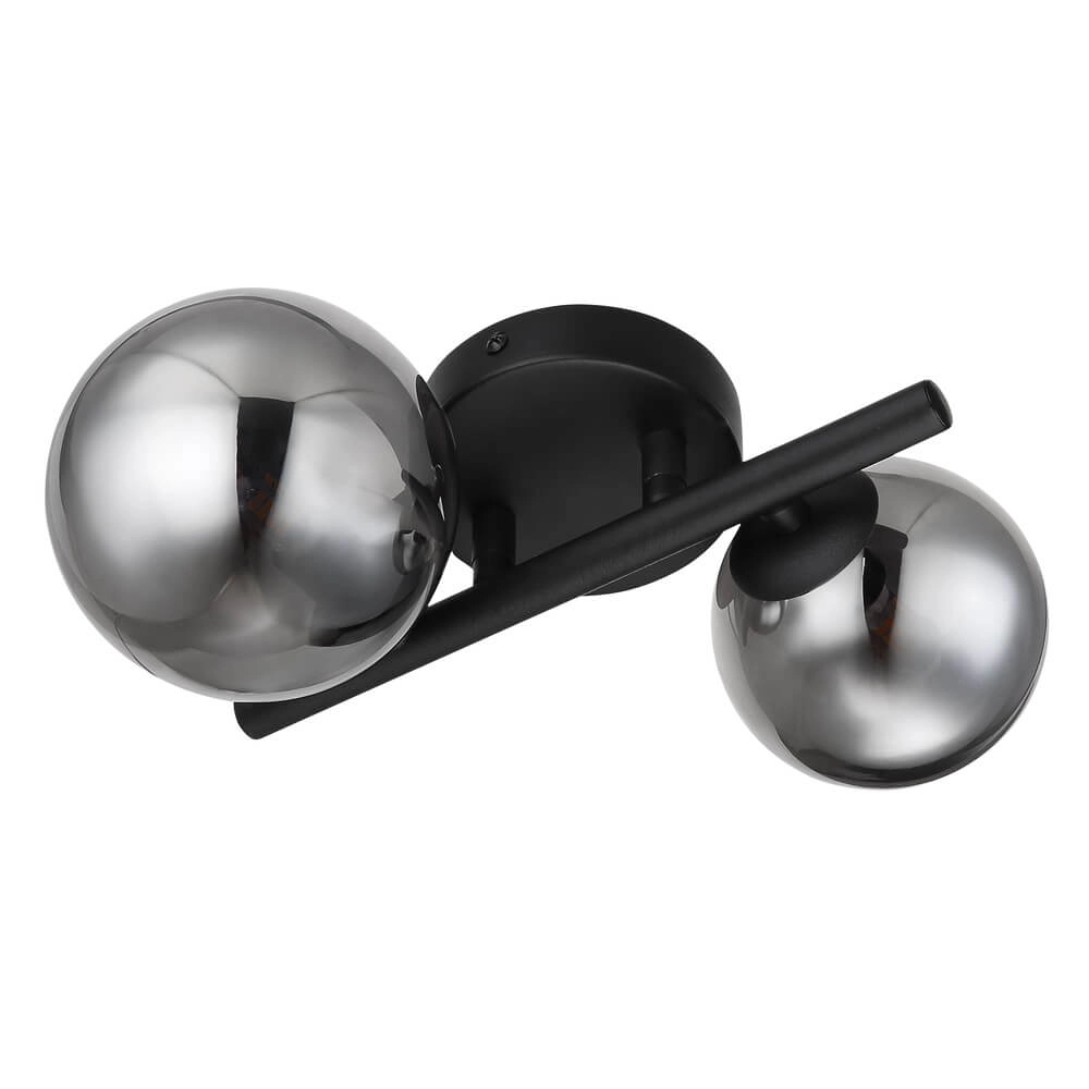 Zwarte wandlamp Riha 2-lichts Globo 9007371434237