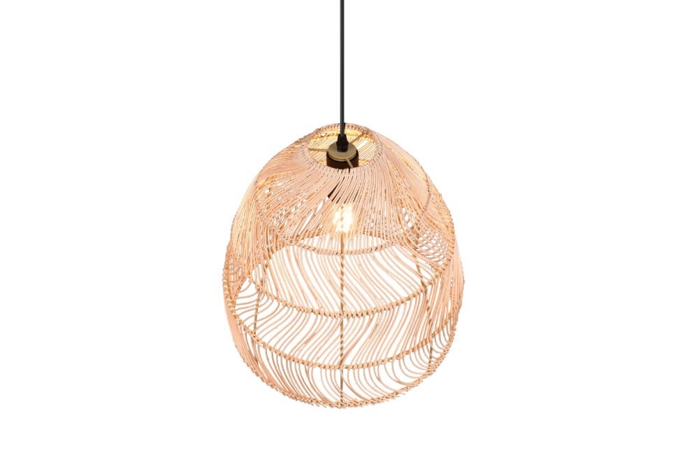 Hanglamp Rike zwart met rotan vlechtwerk Trio 4017807539295