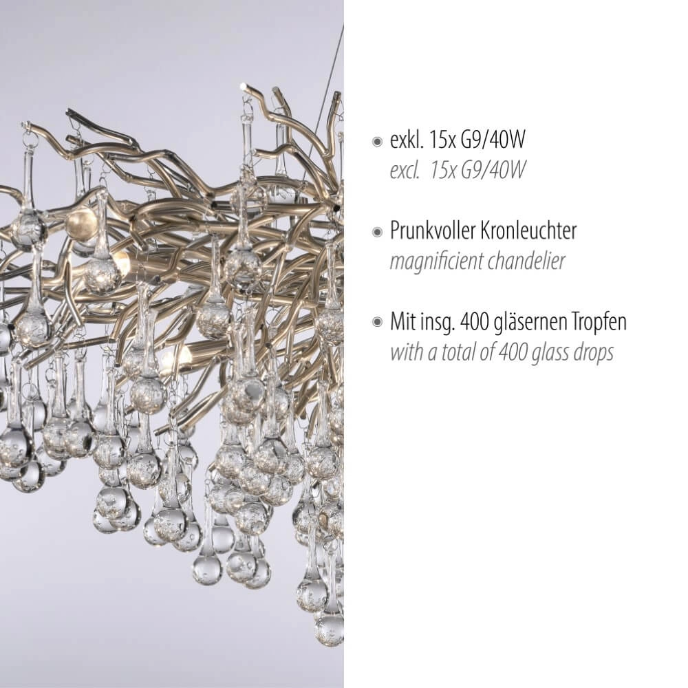 Grote kroonluchter Icicle staal Paul Neuhaus 4012248332924
