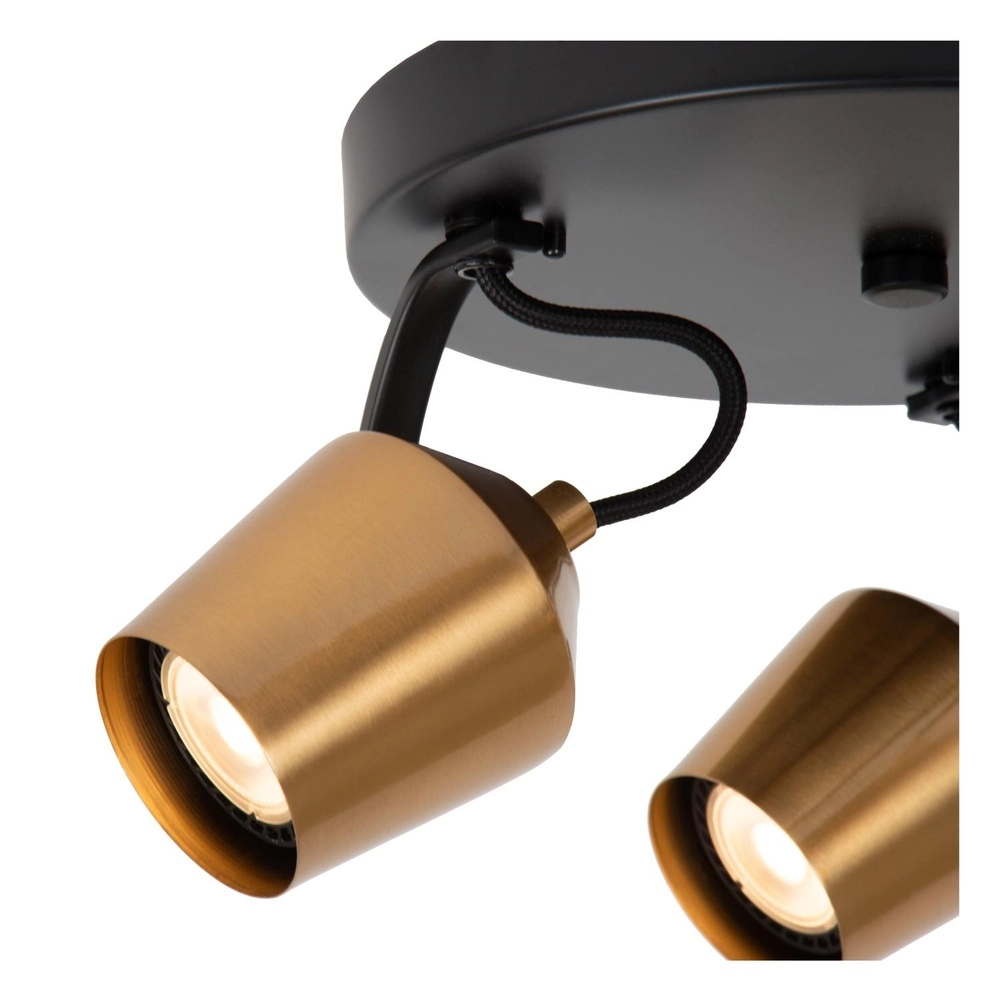 3-lichts plafondlamp Emile zwart met goud Lucide 5411212510099