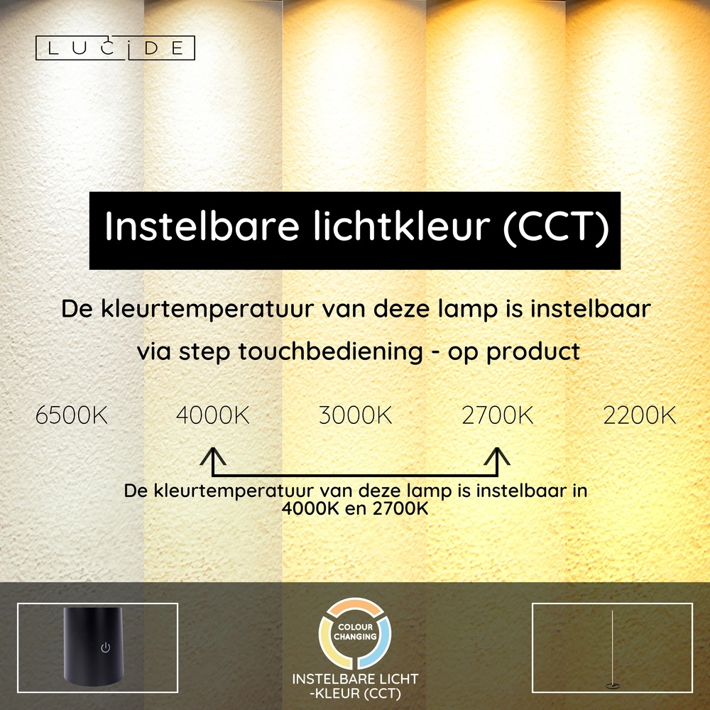 155cm led vloerlamp Braga champagne Premium by Lucide 5411212234452