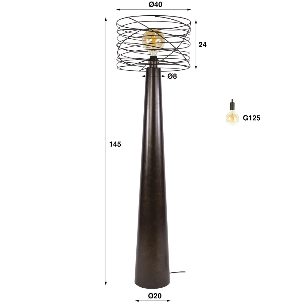 Urban bruine vloerlamp Curl met draad kap Lyora 8716803512535