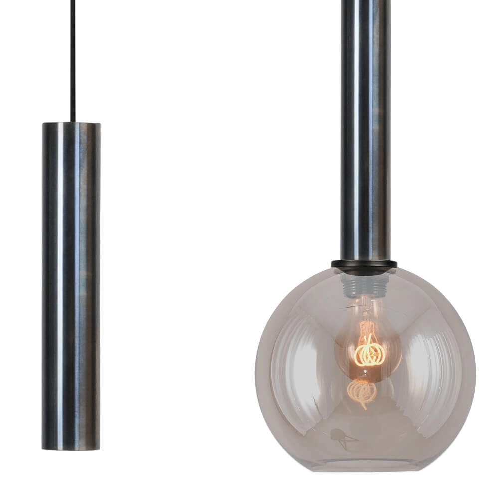 Eetkamer hanglamp Bella 2 Dappled oil met goud glas Masterlight 8718121339269