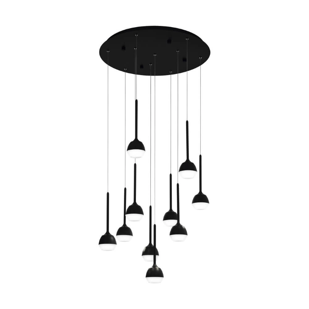 10-lichts hanglamp Nucetto zwart rond 10-lichts hanglamp Nucetto zwart rond
