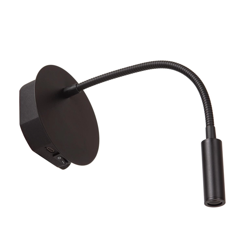 Oplaadbare wandlamp Jolijn bedlampje zwart Lucide 5411212771384