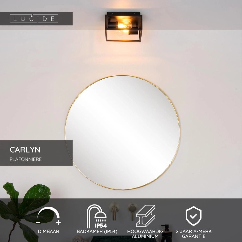 Zwarte wandlamp Carlyn 2-lichts badkamer IP54 Lucide 5411212271709