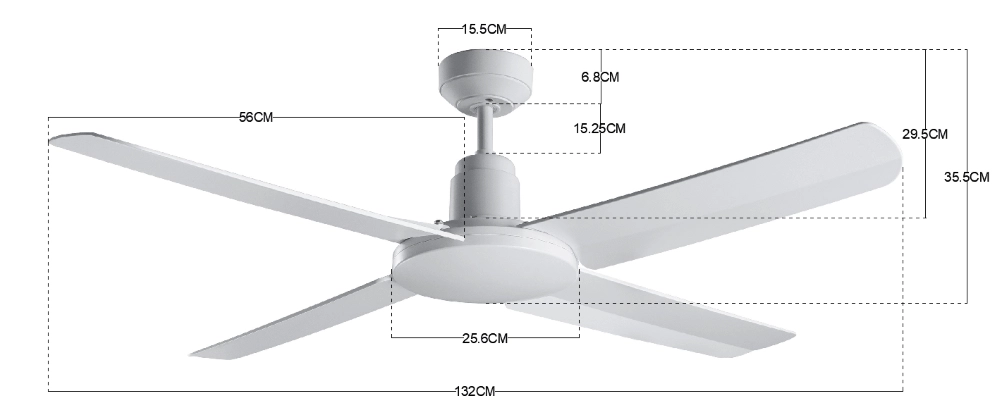 Buiten plafondventilator Nautilus Ø 132cm wit Beacon 9333509130475
