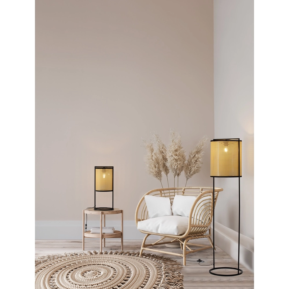 Tafellamp Erto zwart en rotan Lyora 5212017455833
