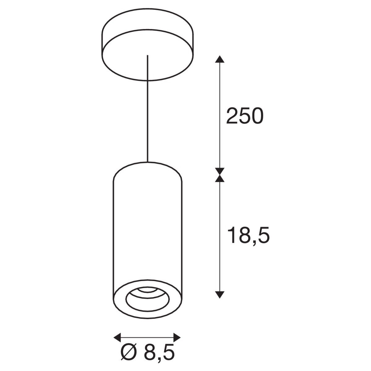 Led hanglamp Numinos Pendel 8,5cm zwart SLV 4024163243933