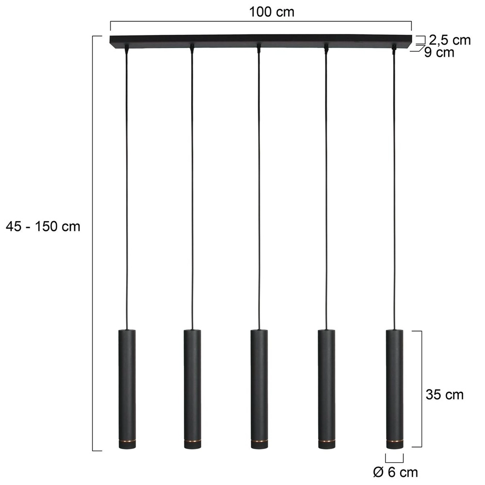 Strakke hanglamp DownLume 5-lichts Steinhauer 8712746178258