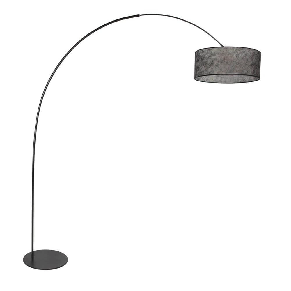 Vloerlamp Curve zwart met zwart transparante kap Ø 50cm