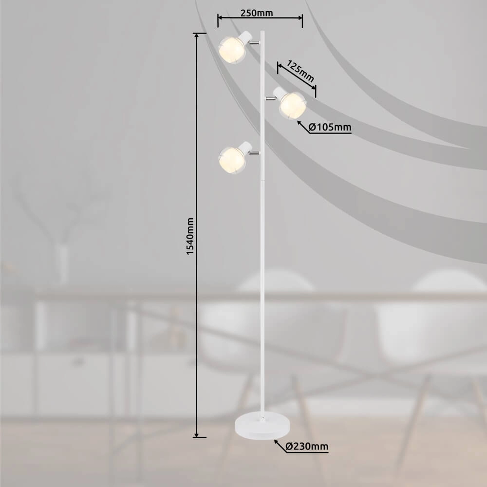 Witte vloerlamp Tokki 3-lichts Globo 9007371455041