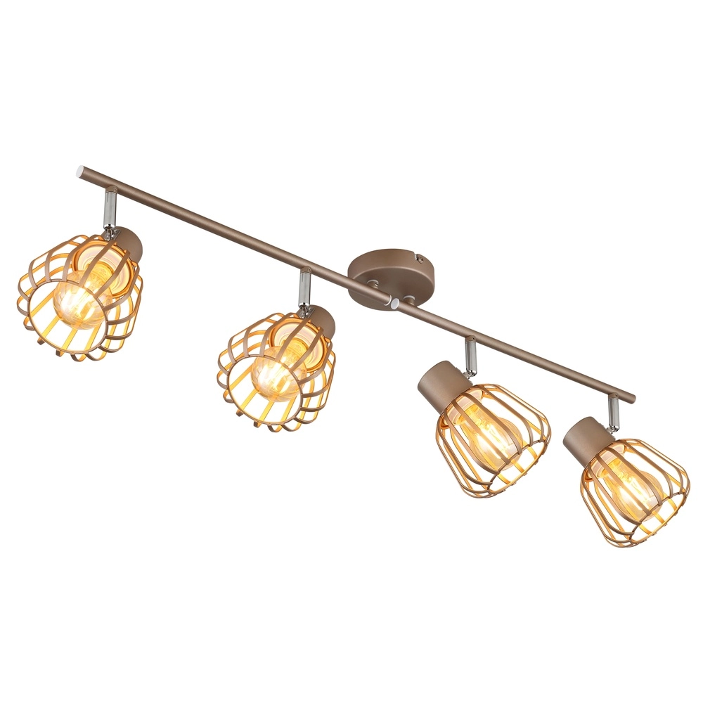 Plafondlamp Olin 4-lichts koffie bruin