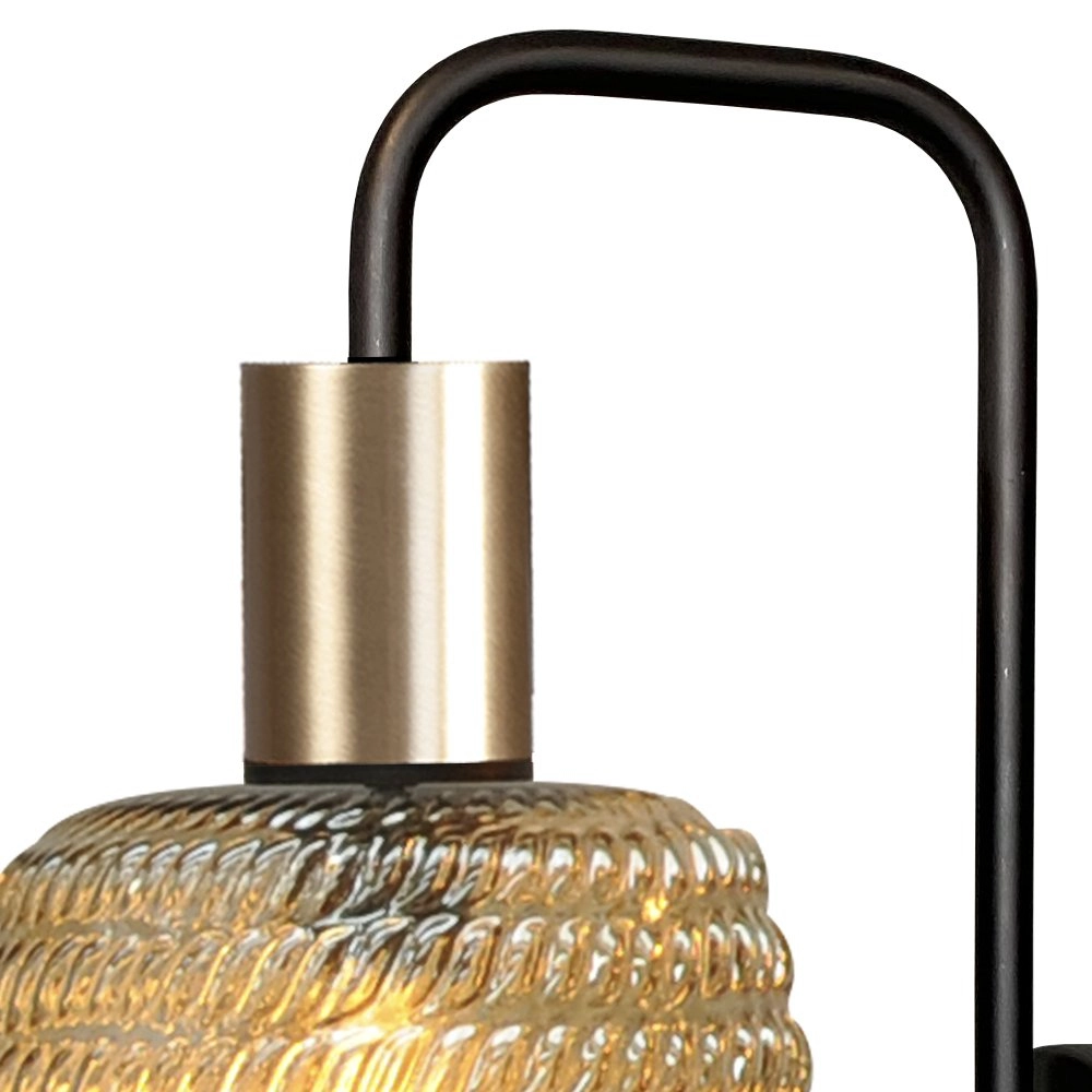 Zwarte wandlamp Bounty met goud en geribd glas Masterlight 8718121251042