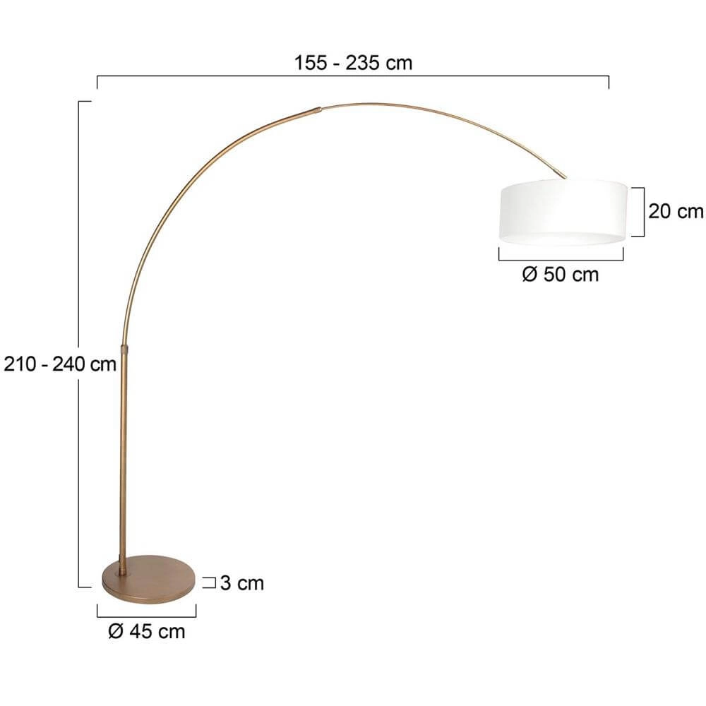 Booglamp Sparkled Light brons met witte kap Ø 45cm Steinhauer 8712746179835