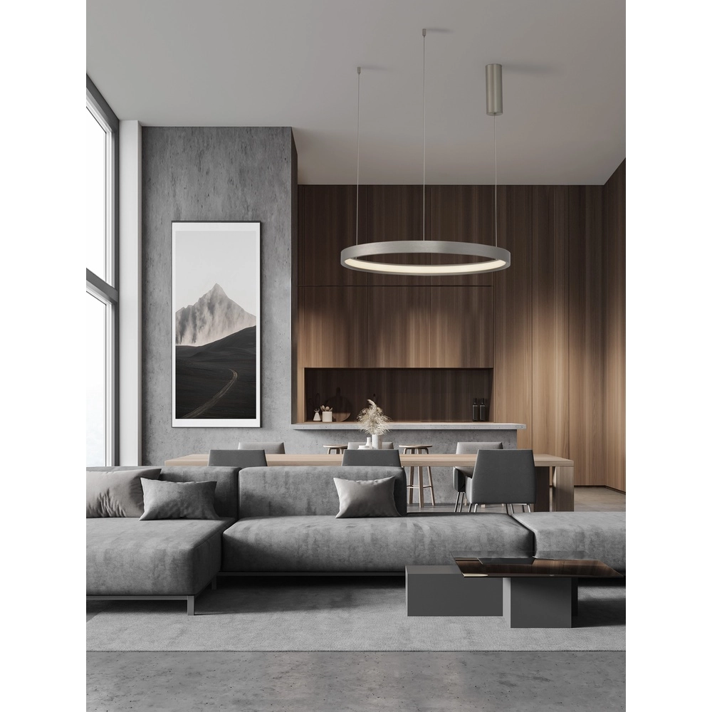 Ronde hanglamp Perrine zilvergrijs Ø 60cm Lyora 5212017438430