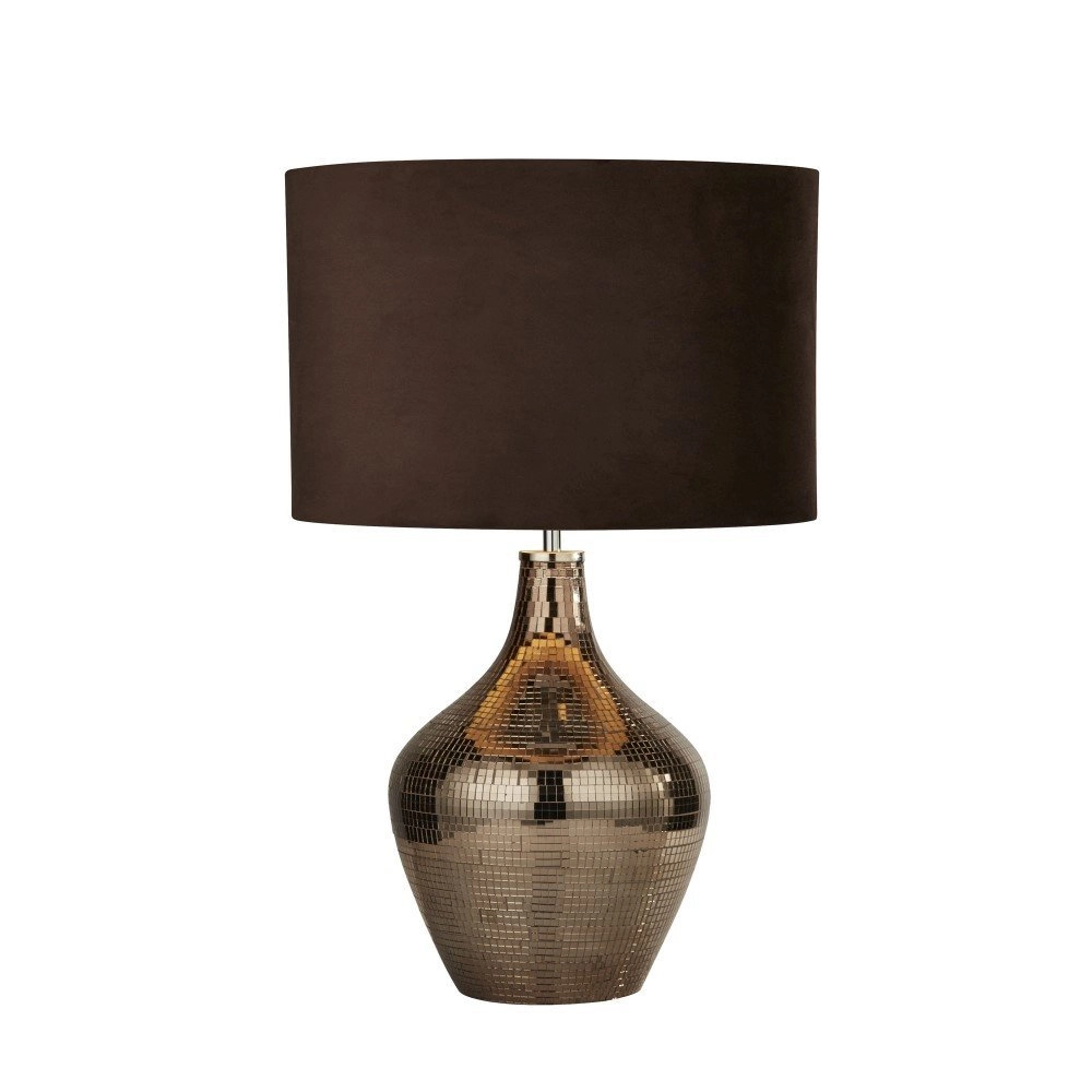 Landelijke schemerlamp Table 30cm mozaik met bruin Landelijke schemerlamp Table 30cm mozaik met bruin