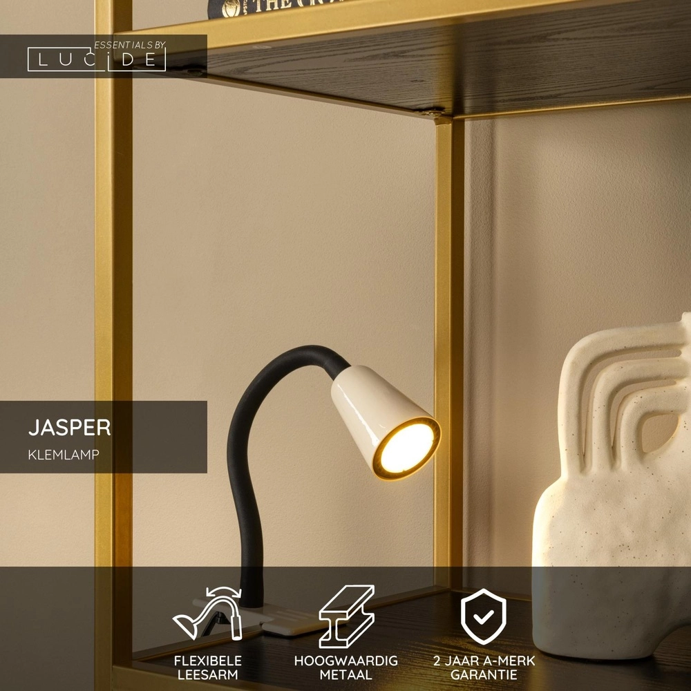 Klemlamp Jasper zand bruin Lucide 5411212650283