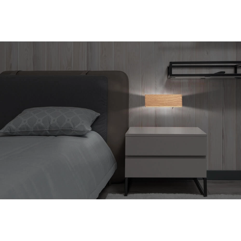 Design wandlamp Siegfried S hout met schakelaar Globo 9007371421145