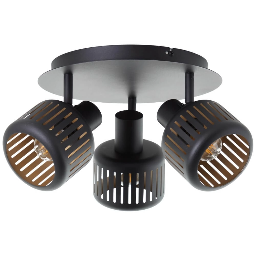 3-lichts plafondlamp Tyas zwart met goud Brilliant 4004353424342