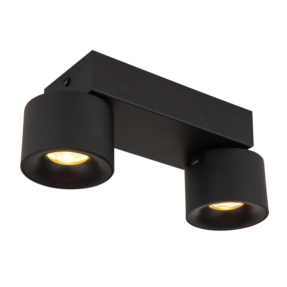 Strakke plafondlamp Rae 2-lichts zwart Globo 9007371447640