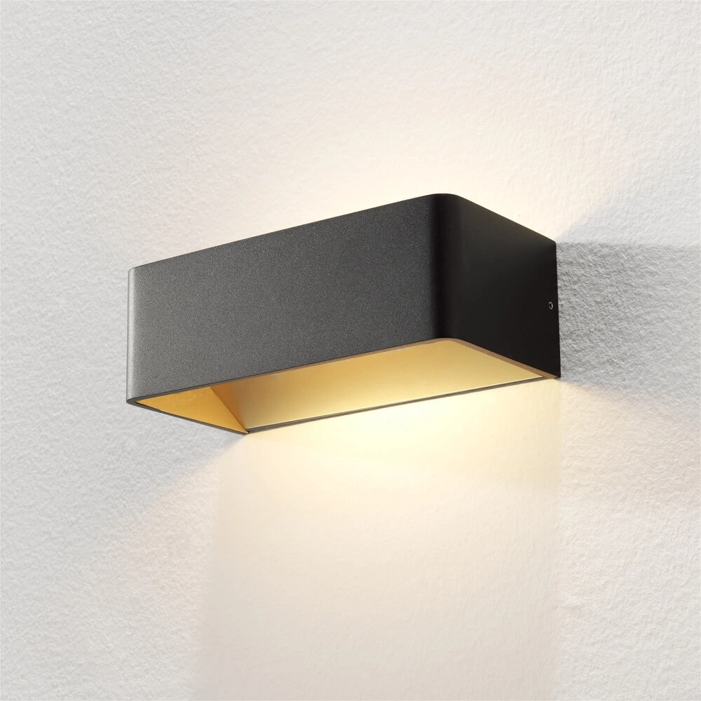 Design wandlamp Mainz rechthoek zwart goud