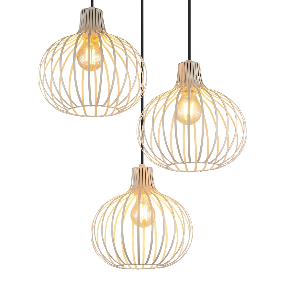 Design hanglamp Mateo 3-lichts rond crème Globo 9007371566150