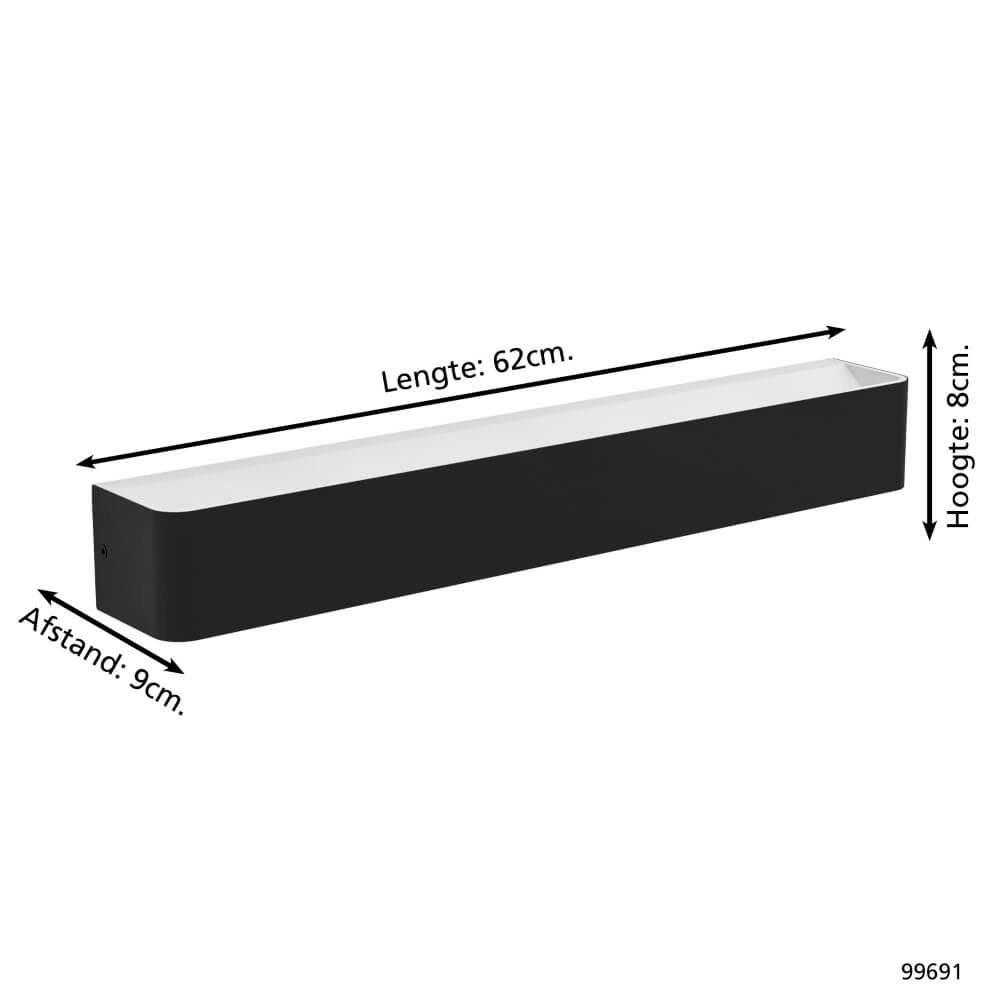 Lange wandspot Sania 5 zwart Eglo 9002759996918