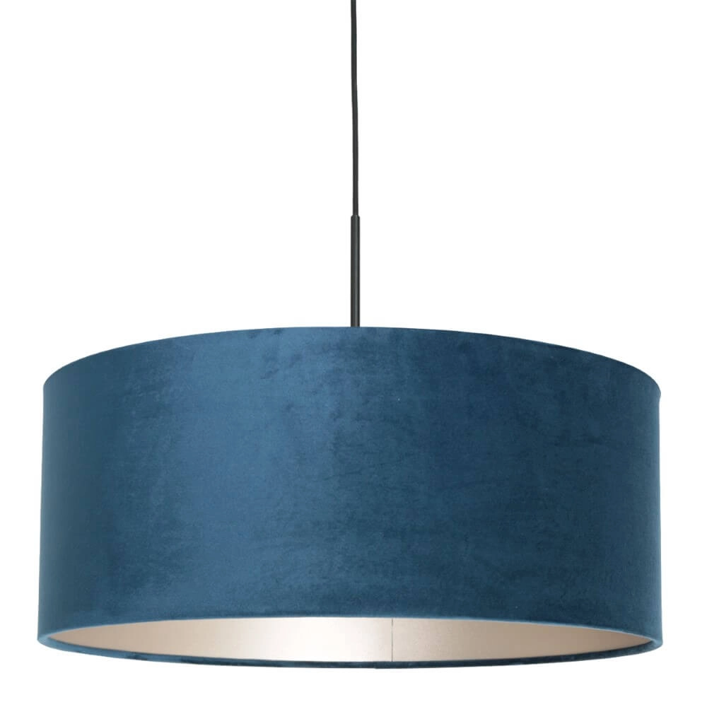 Hanglamp Sparkled zwart met blauw velvet Hanglamp Sparkled zwart met blauw velvet
