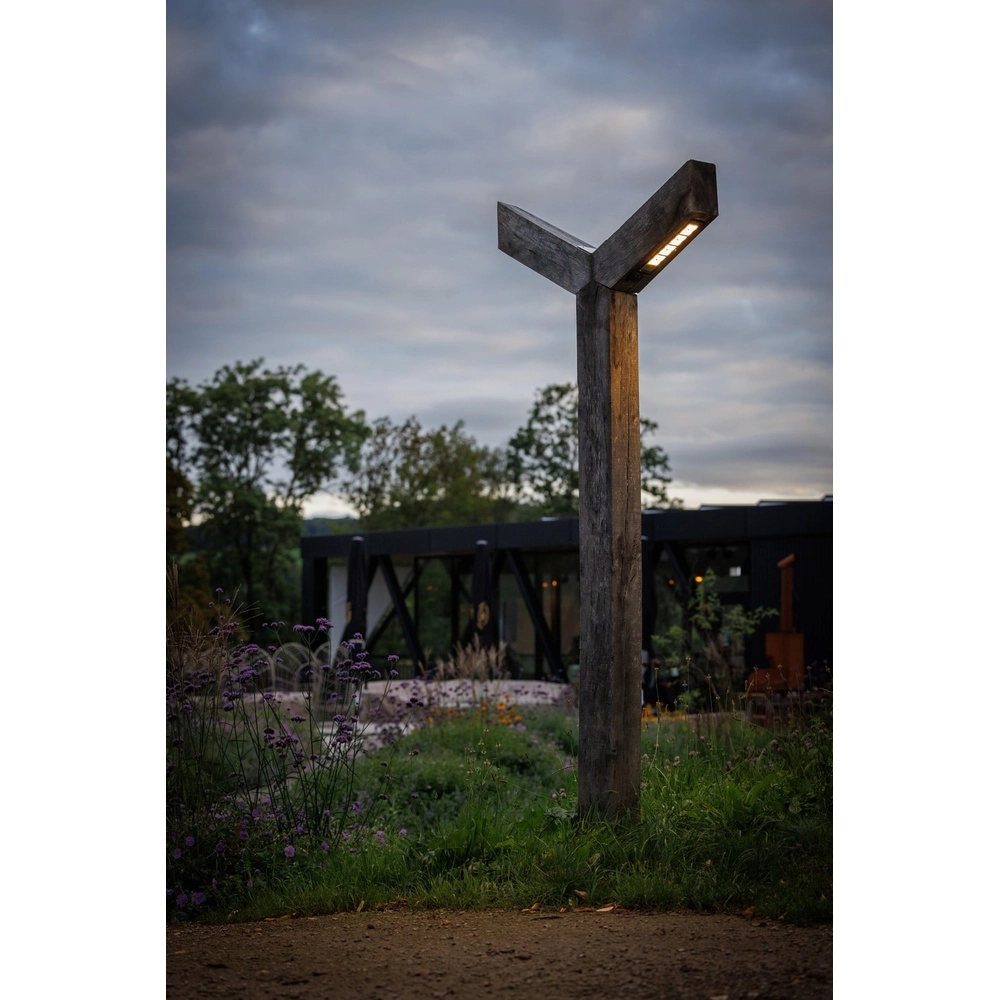 Dubbele houten straatlamp Stelle Accoya - 3M - 3000K
