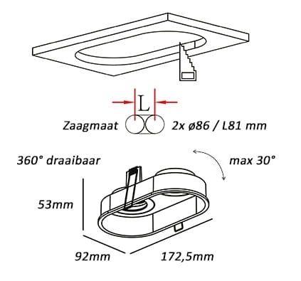 Dubbele inbouwspot Rex champagne Artdelight 8720701103535
