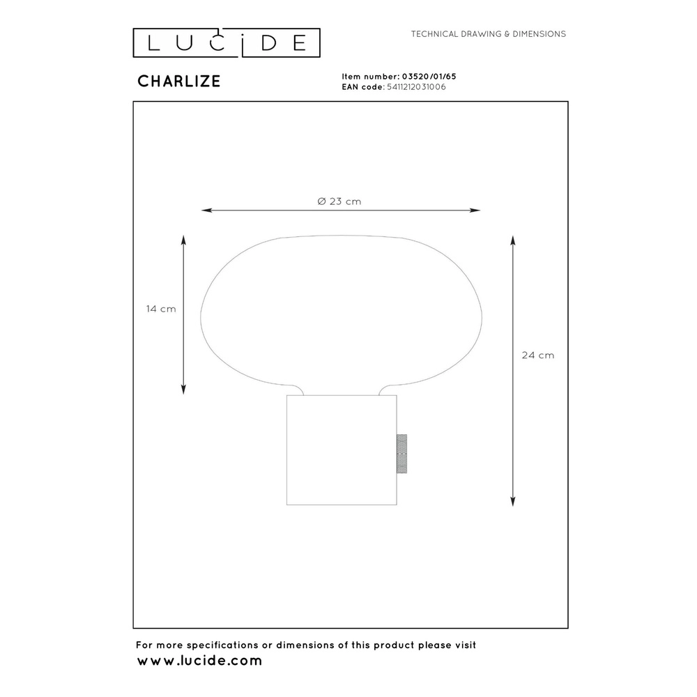 Design tafellamp Charlize Ø 23cm zwart Lucide 5411212031006