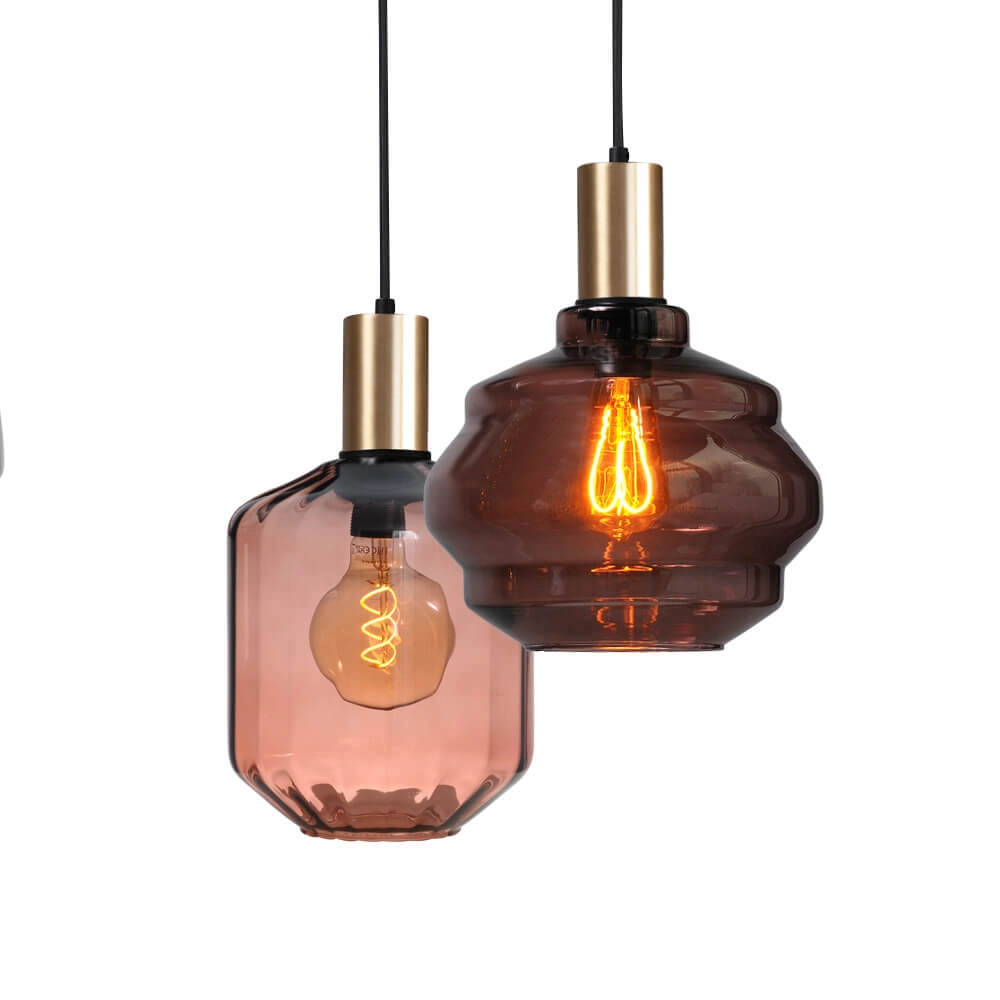 6-lichts hanglamp - goud - Porto met verschillende glazen Masterlight 8718121270692