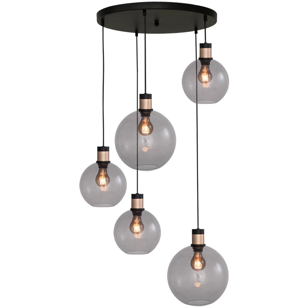 Vide hanglamp Lazise 2 5-lichts goud met zwart Vide hanglamp Lazise 2 5-lichts goud met zwart