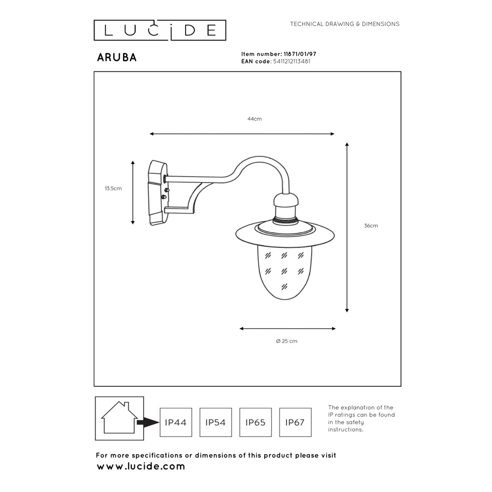 Landelijke wandlamp Aruba roestbruin Ø 25cm Lucide 5411212113481