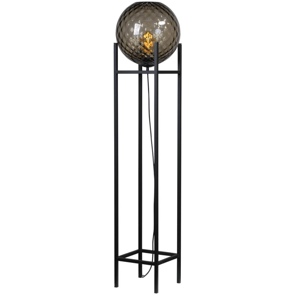 Vloerlamp Baloton met geribbeld glas